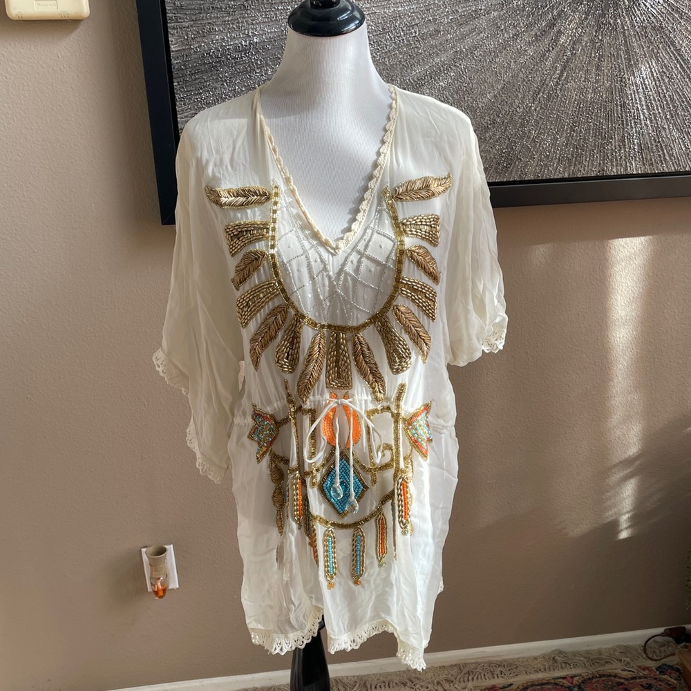 Boston Proper Embroidered Tunic Top